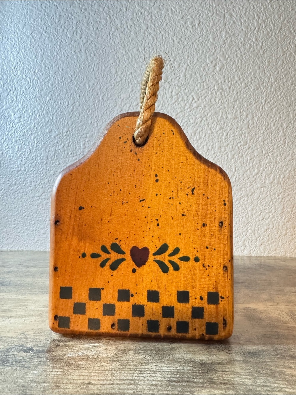 Hand-Painted Rustic Wooden Caddy in Warm Honey Brown by - Picture 7 of 10